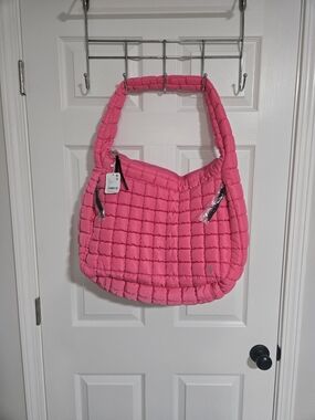 New! FP Movement Free People Quilted Carryall Tote Pink Bubblegum NWT Bag